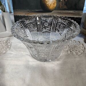 Cut Crystal Decorative Bowl - Clear Pressed Glass 5 7/8” x 3”